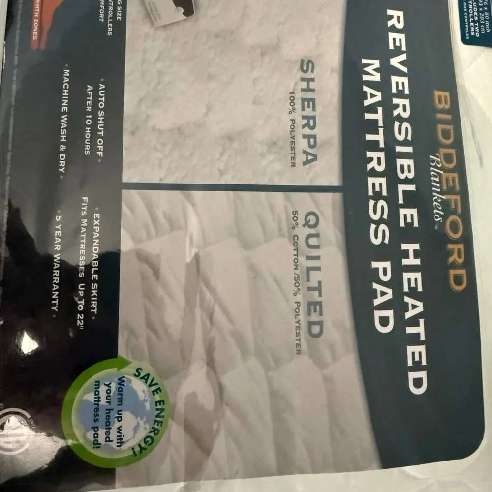 Biddeford Reversible Heated Mattress Pad - White